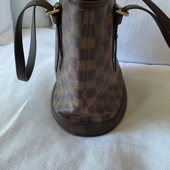 Authentic Louis Vuitton Damier Ebene Bucket Marais Shoulder Bag Purse Brown - Picture 11 of 16